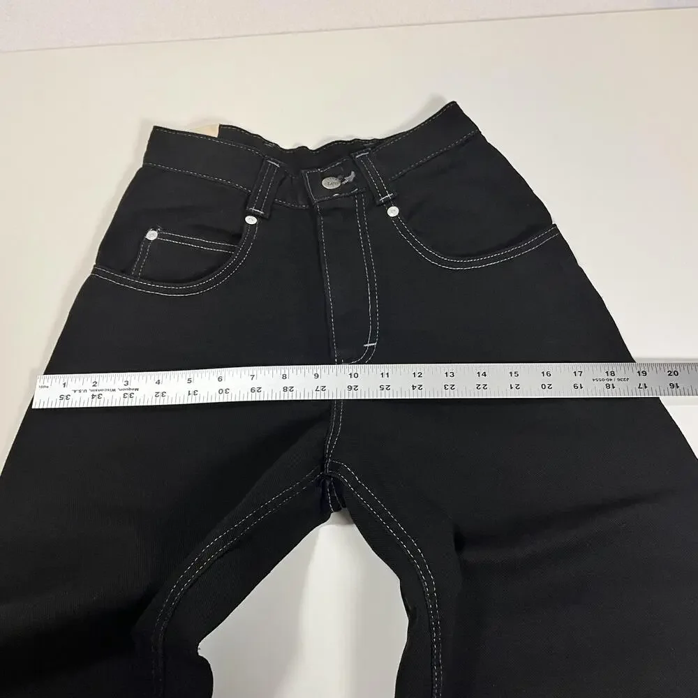 Lee Pipes Jeans Youth Medium Black Double Black Wide Leg Carpenter Y2K Skate